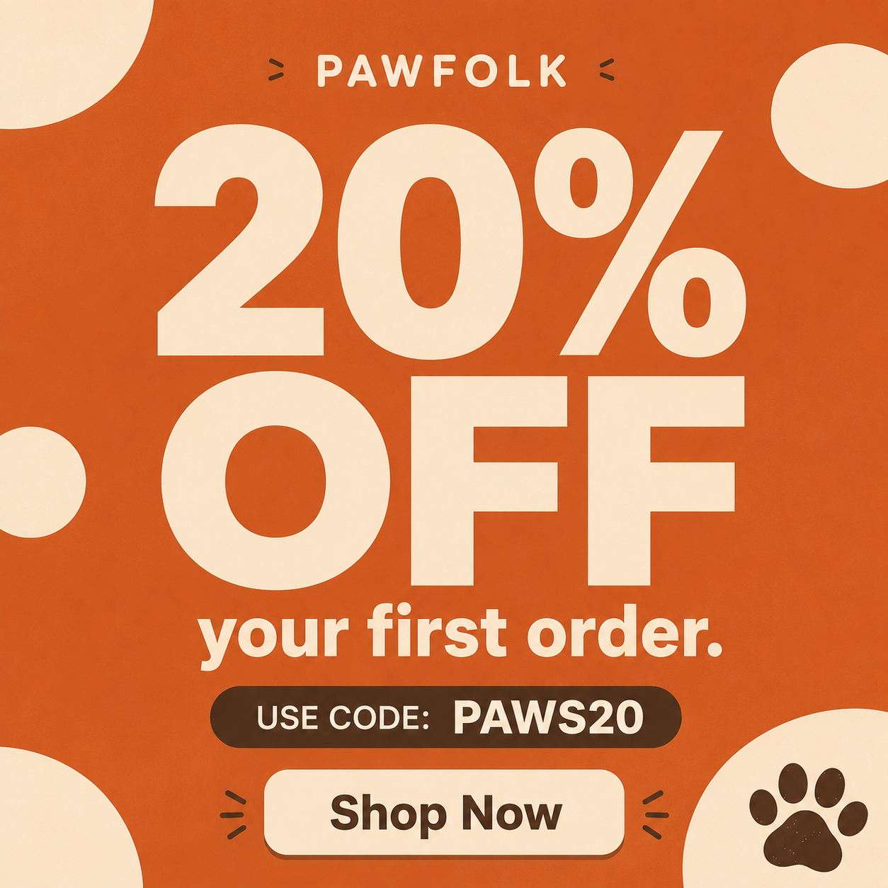 PAWFOLK promotional offer ad